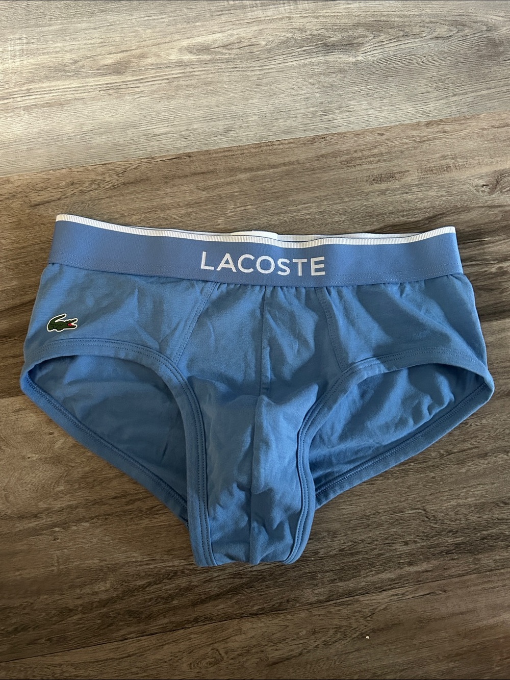 Lacoste Men's Sky Blue Cotton Briefs with Logo Waistband